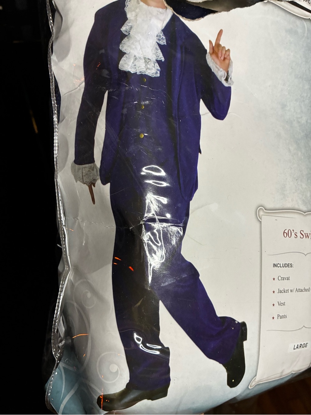 Austin Powers 60’s Swinger Costume Large- Blue Velvet Velvet Style Spy Suit